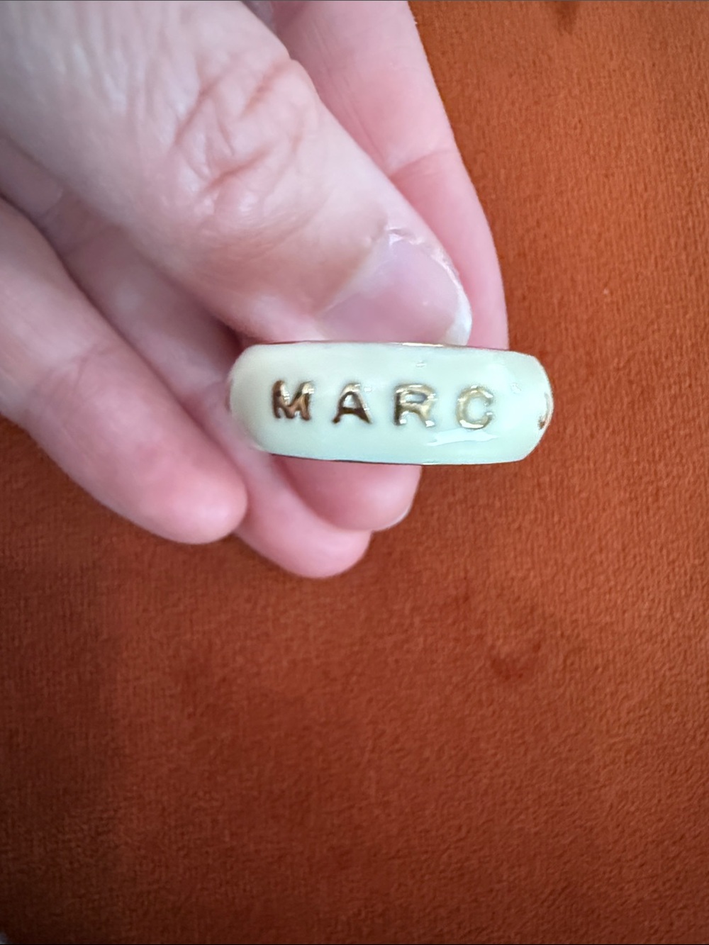 Vintage Marc by Marc Jacobs cream enamel ring with gold accents